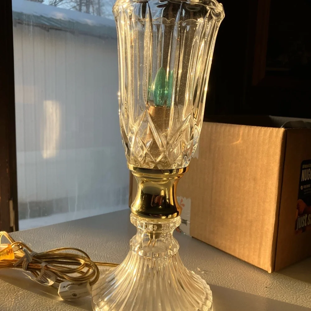 Vintage Crystal Cut Table Lamp 1950-1960s